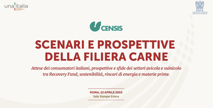 La locandina dell’incontro promosso da Assica e Unaitalia per illustrare i risultati dell’indagine del Censis