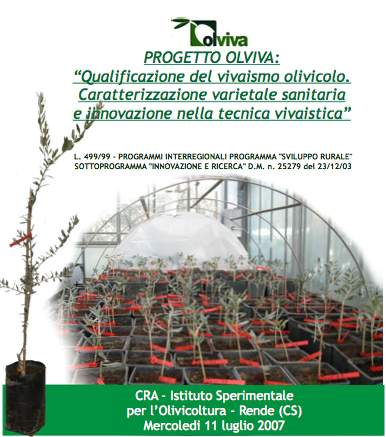 Progetto Olviva, qualificazione del vivaismo olivicolo