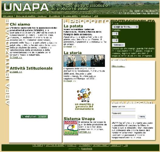 La home page del sito dell'Unapa