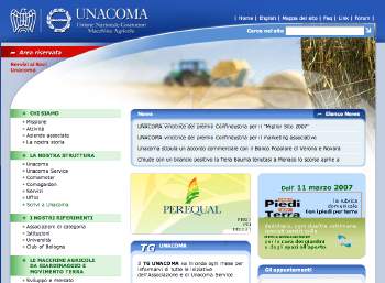 Unacoma, il sito web