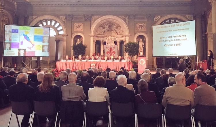Inaugurazione del 263° anno accademico dell'Accademia dei Georgofili nel Salone dei cinquecento di Palazzo Vecchio a Firenze