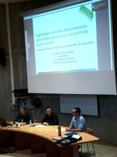Da sinistra: Gianluca Diegoli, autore del blog [mini]marketing, consulente e docente di strategie digitali; Cristiano Spadoni, AgroNotizie - Image Line; Lorenzo Minin, Fruitecom