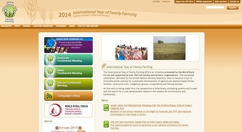 L'home page del sito dedicato all'Anno internazionale dell'agricoltura a conduzione familiare