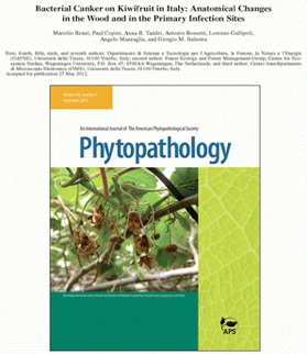 La copertina della prestigiosa rivista Phytopathology
