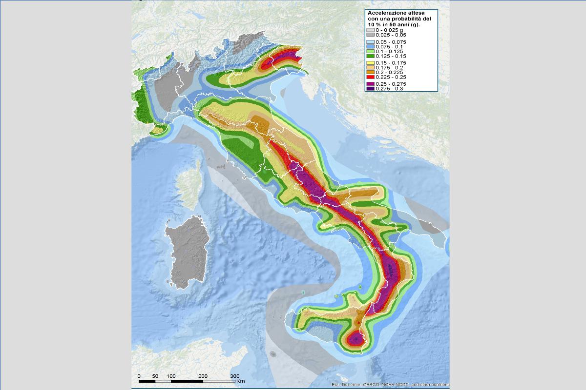 La carta della pericolosità sismica dell'Italia