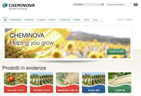 La nuova Home Page del sito di Cheminova