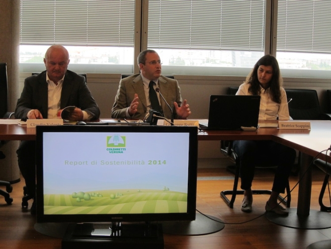 Un momento della presentazione del primo Report di sostenibilità di Coldiretti Verona