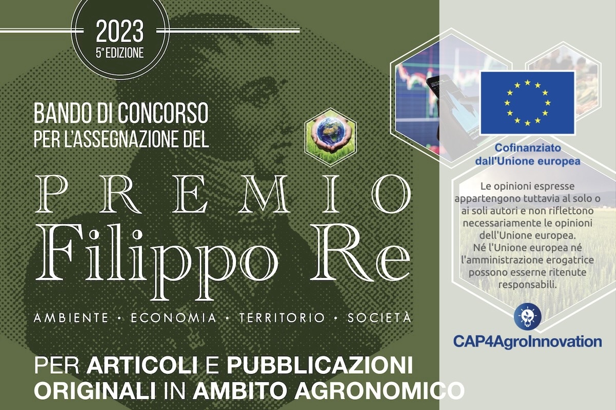 Il Premio Filippo Re - Economia, Società, Ambiente e Territorio verrà consegnato il 15 aprile 2024