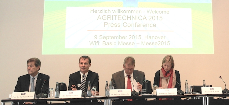 Hannover, 9 settembre 2015: conferenza stampa di apertura della preview di Agritechnica 2015