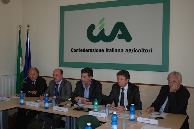 Un momento della Conferenza stampa di Agrinsieme, tenutasi ieri a Roma