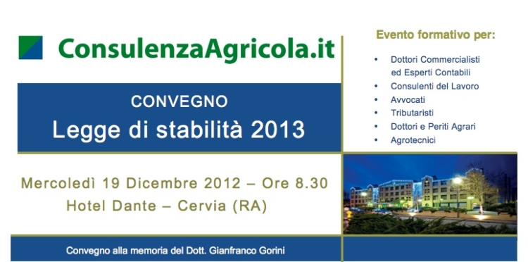Consulenza Agricola, convegno a Cervia 19 dicembre 2012 