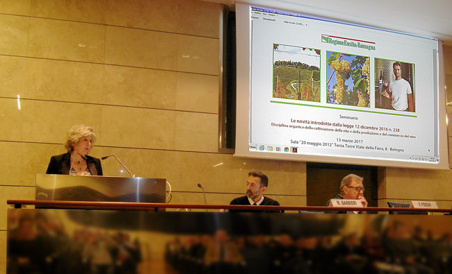  Un momento del seminario organizzato dalla Regione Emilia Romagna, durante l'intervento dell'assessore all'Agricoltura, Simona Caselli