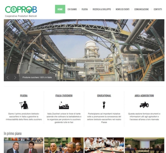 L'home page del nuovo sito di Coprob