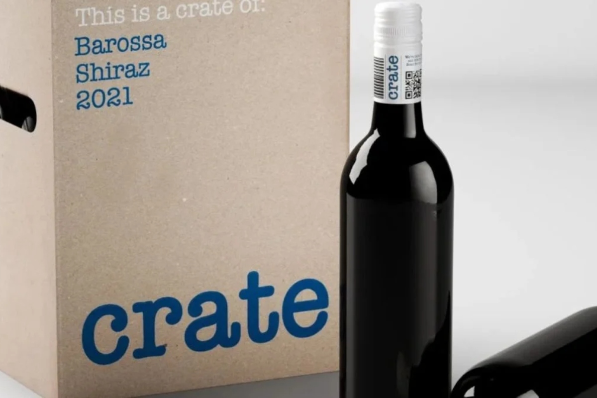 Crate è una marca di vini australiana che ha abolito l'etichetta di carta