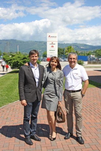 Fabbriche Aperte: da sinistra a destra, l’assessore Ivan Dalla Valle, il sindaco Silvia Covolo e Francesco Quaranta ad Laverda