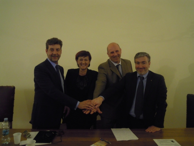 Da sinistra Mario Guidi, Eugenia Bergamaschi, Gianni Tosi e Claudio Canali