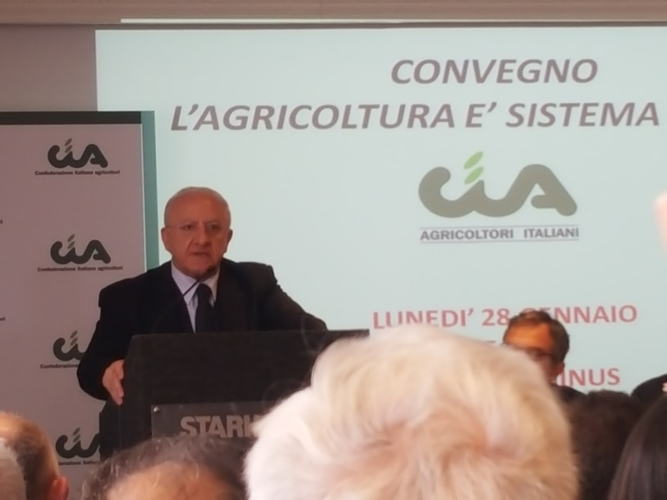 Il presidente della Regione Campania ha annunciato l'apertura l'8 febbraio prossimo a Milano di uno show room dell'agroalimentare regionale