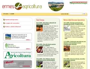 L'home page del nuovo portale ErmesAgricoltura.it dal quale sono scaricabili le relazioni