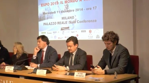 Un momento dell'incontro 'Expo 2015: il mondo a tavola', tenutosi a Milano l'11 dicembre