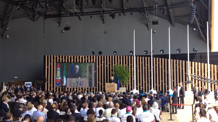Il presidente della Repubblica Sergio Mattarella in un momento del suo discorso ad Expo
