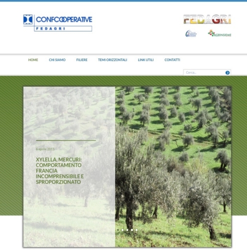 La home page del nuovo sito di Fedagri-Confcooperative