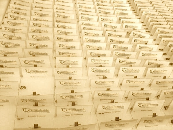 I cartellini identificativi degli oltre 450 partecipanti alle Giornate Fitopatologiche - Chianciano, 18-21 marzo 2014