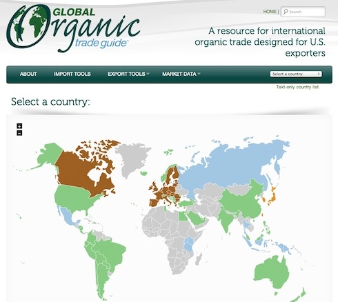 L'home page del sito Global Organic Trade Guide