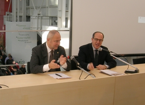 Massimo Goldoni (a sinistra) e Paolo De Castro durante l'incontro sulla Pac che si è svolto all'Eima