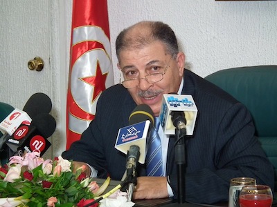 Il ministro tunisino Mokhtar Jalleli durante la conferenza di presentazione del quarto Green Med Forum 