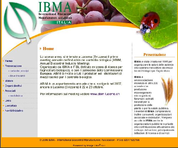 La home page del sito IBMA-italia.it