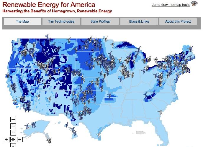 Ecco la mappa virtuale delle rinnovabili Usa
