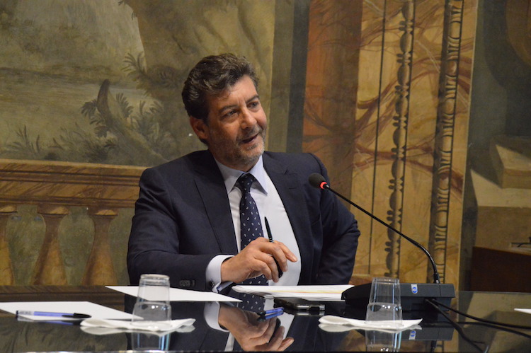 Mario Guidi, presidente di Confagricoltura, nel corso della conferenza stampa dello scoro 22 marzo