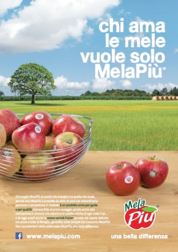 Claim della nuova campagna pubblicitaria è: 'Chi ama le mele, vuole solo MelaPiù'