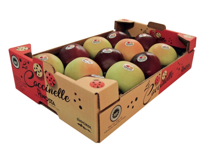 Linea 'Le Coccinelle': uno speciale packaging mix formato da mele gialle e rosse