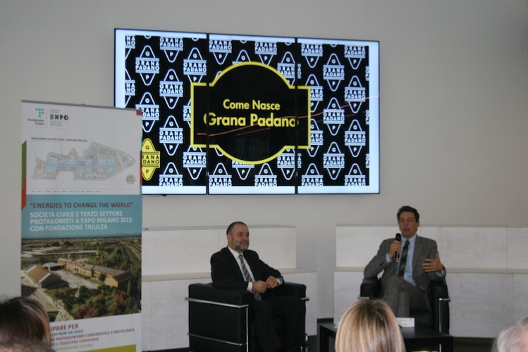 Da sinistra: Massimo Minelli, consigliere delegato Expo diffusa, e Cesare Baldrighi, presidente del Consorzio Grana Padano