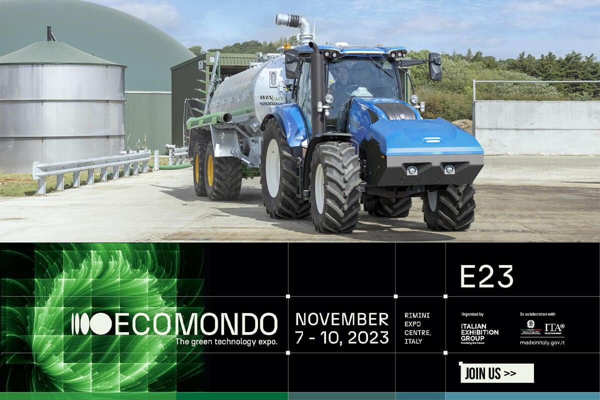 New Holland a Ecomondo 2023 porta il trattore a metano T6.180 Methane Power