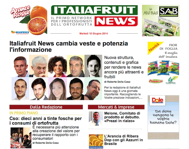 L'apertura della newsletter quotidiana ItaliaFruit News del 10 giugno 2014