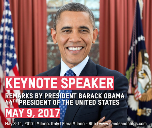 Barack Obama sarà ospite di Seeds&Chips il 9 maggio 2017