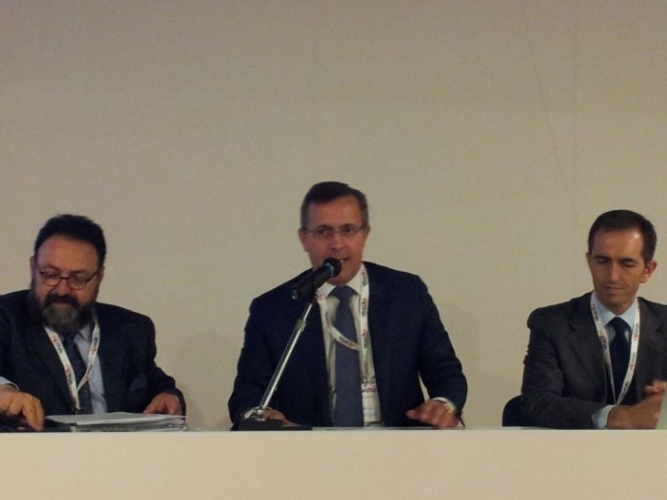 Conferenza stampa Unacma ad Eima 201, da sinistra: Giovanni di Nardo, Carlo Zamponi e Luca Marchegiani