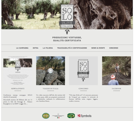 L'homepage del progetto Solo olive italiane