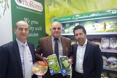 Rino Bovo, vice presidente, Elio Pelosin, presidente, e Fabio Ferrari, direttore commerciale OrtoRomi
