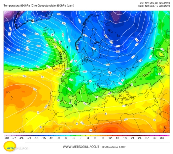 Possente colata gelida dal 20 gennaio su tutta Europa