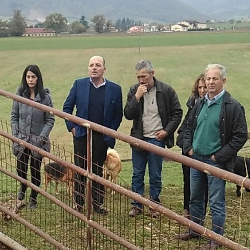 Il presidente nazionale Scanavino e altri delegati Cia in visita ad una azienda colpita dal sisma in Umbria