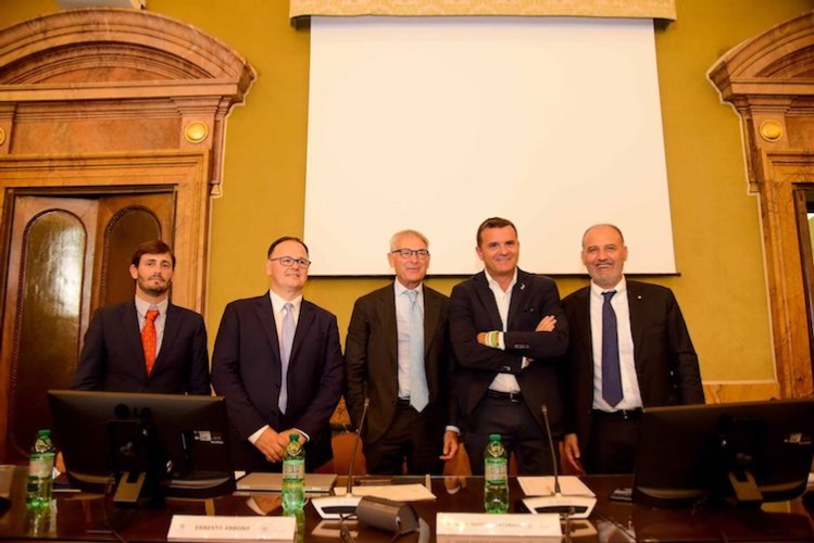Un momento della conferenza stampa 'Previsioni vendemmiali 2018' che si è tenuta a Roma