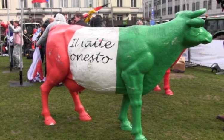 Quote latte, la protesta dei produttori europei a Bruxelles