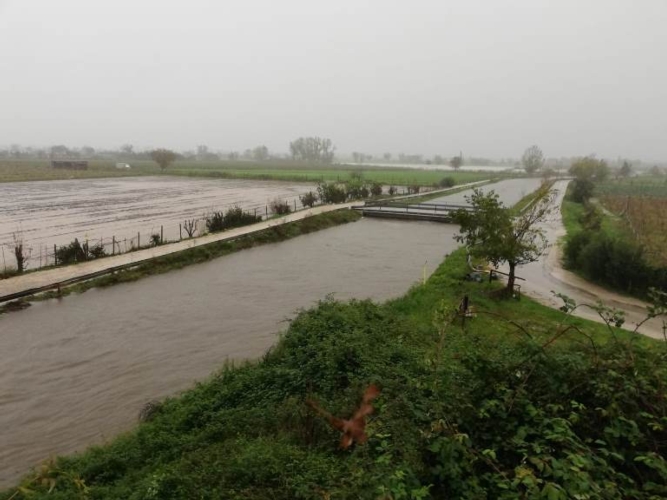 Esondazione dei Regi Lagni nel 2019, in occasione di eventi meteo mai registrati dal 1908 lungo l'asta valliva
