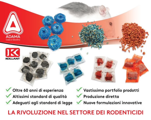 Le esche rodenticide sono prodotte in Italia e commercializzate in tutto il mondo