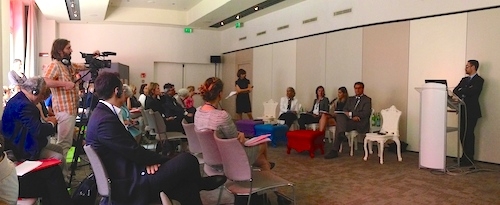 I partecipanti alla presentazione a Milano del SIMA e dei Saloni internazionali francesi
