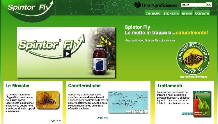 L'home page del minisito dedicato a Spintor Fly