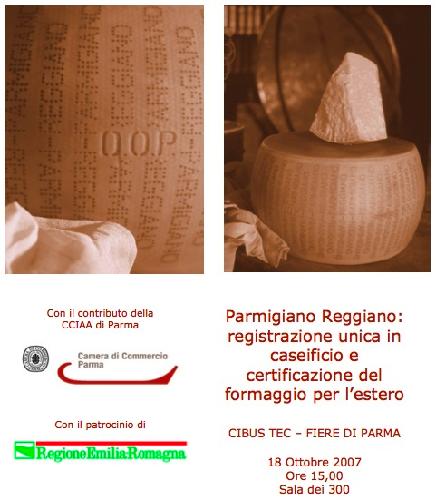 Parmigiano Reggiano: registrazione unica in caseificio e certificazione del formaggio per l'estero